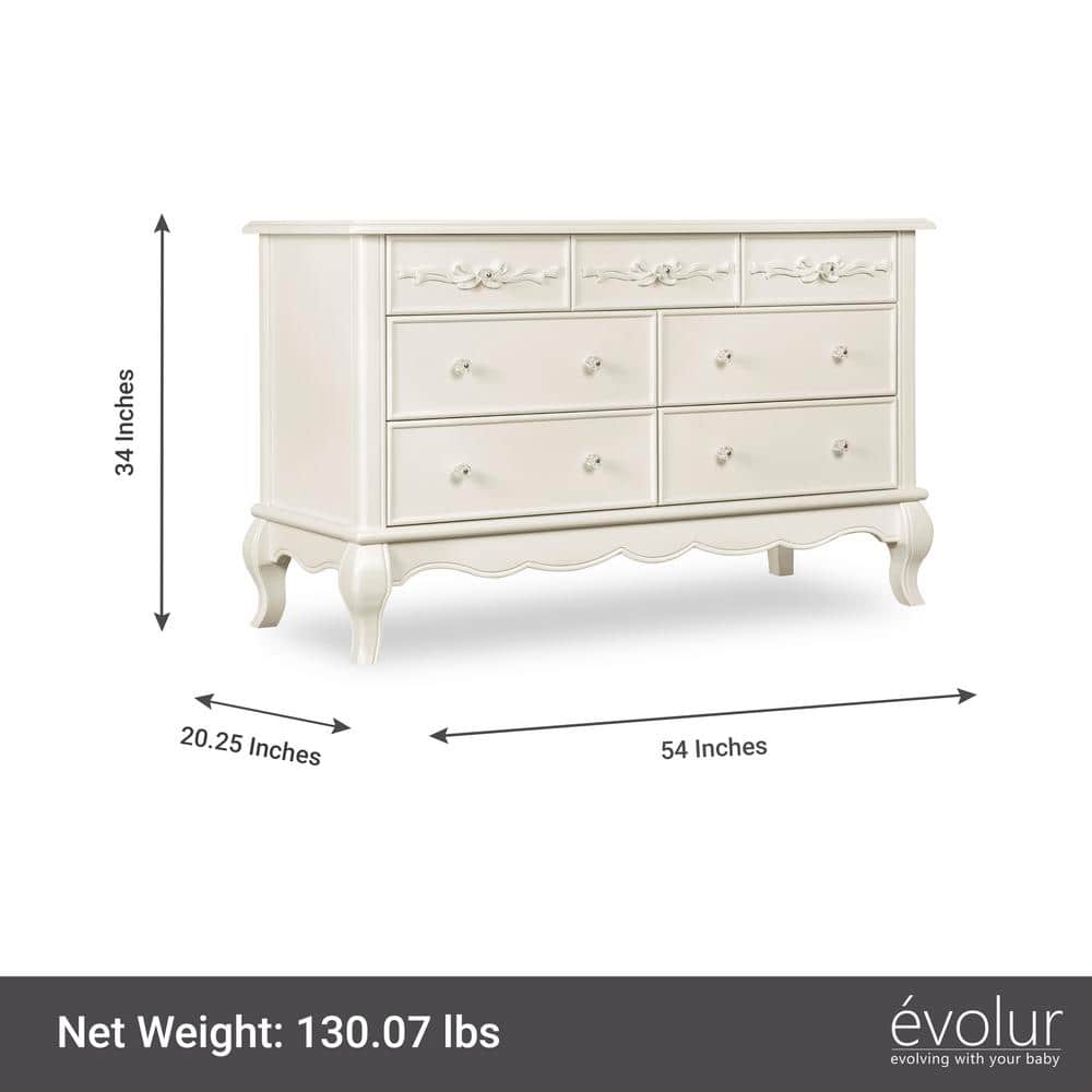 Enchanted Ivory Lace Double Dresser with Dovetail Drawers