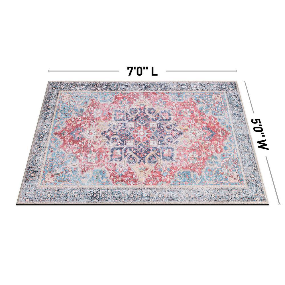 Bohemian Medallion 5'x7' Multicolor Easy-Care Synthetic Rug
