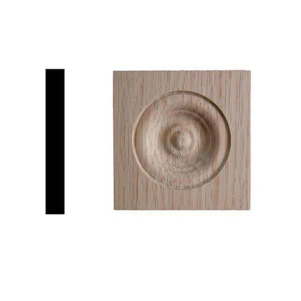 Alexandria Moulding 11/16 in. x 2-3/4 in. x 2-3/4 in. Oak Rosette Corner Block Moulding