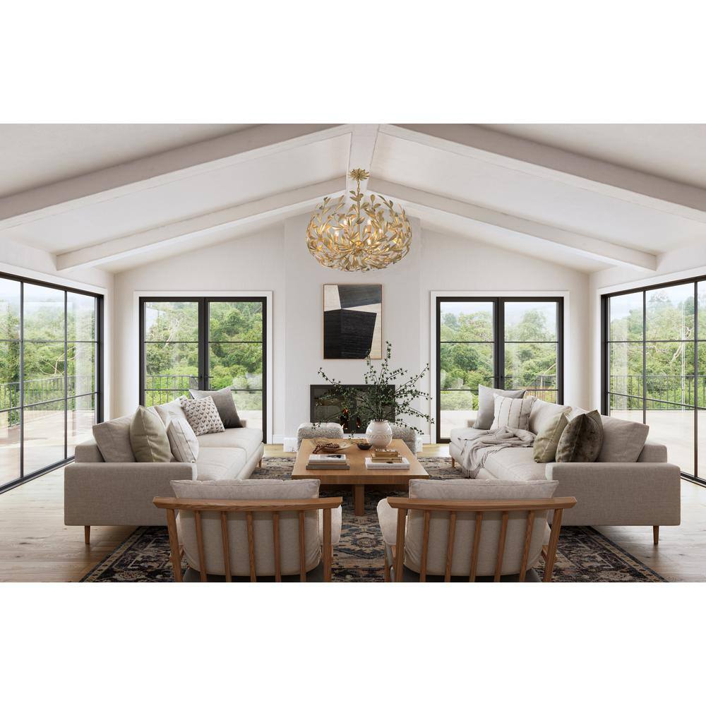 Antique Gold 6-Light Chandelier with Crystal Accents