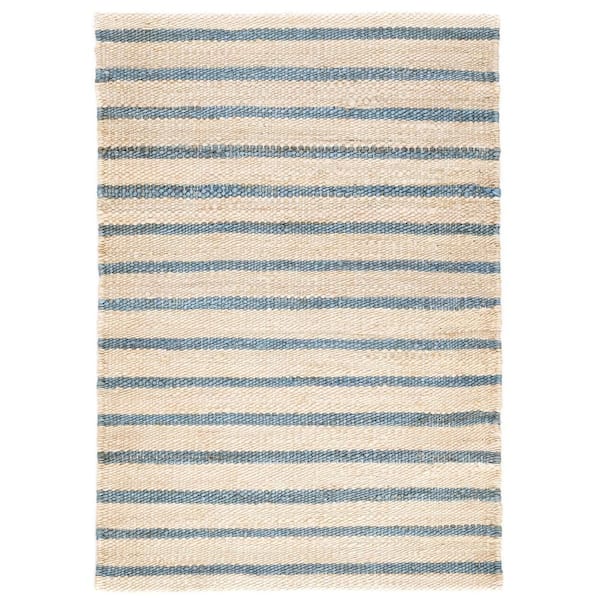 Moana Stripe Handwoven Jute Blue 2 ft. x 3 ft. Indoor Area Rug