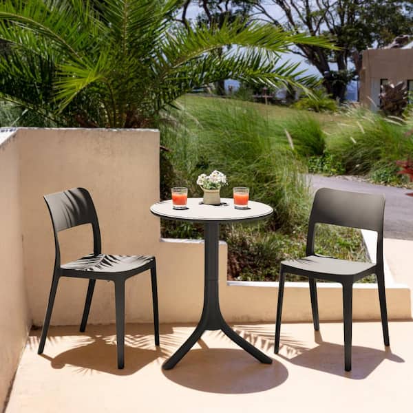 Lagoon La Vie Black 3-Piece Plastic Outdoor Bistro Set