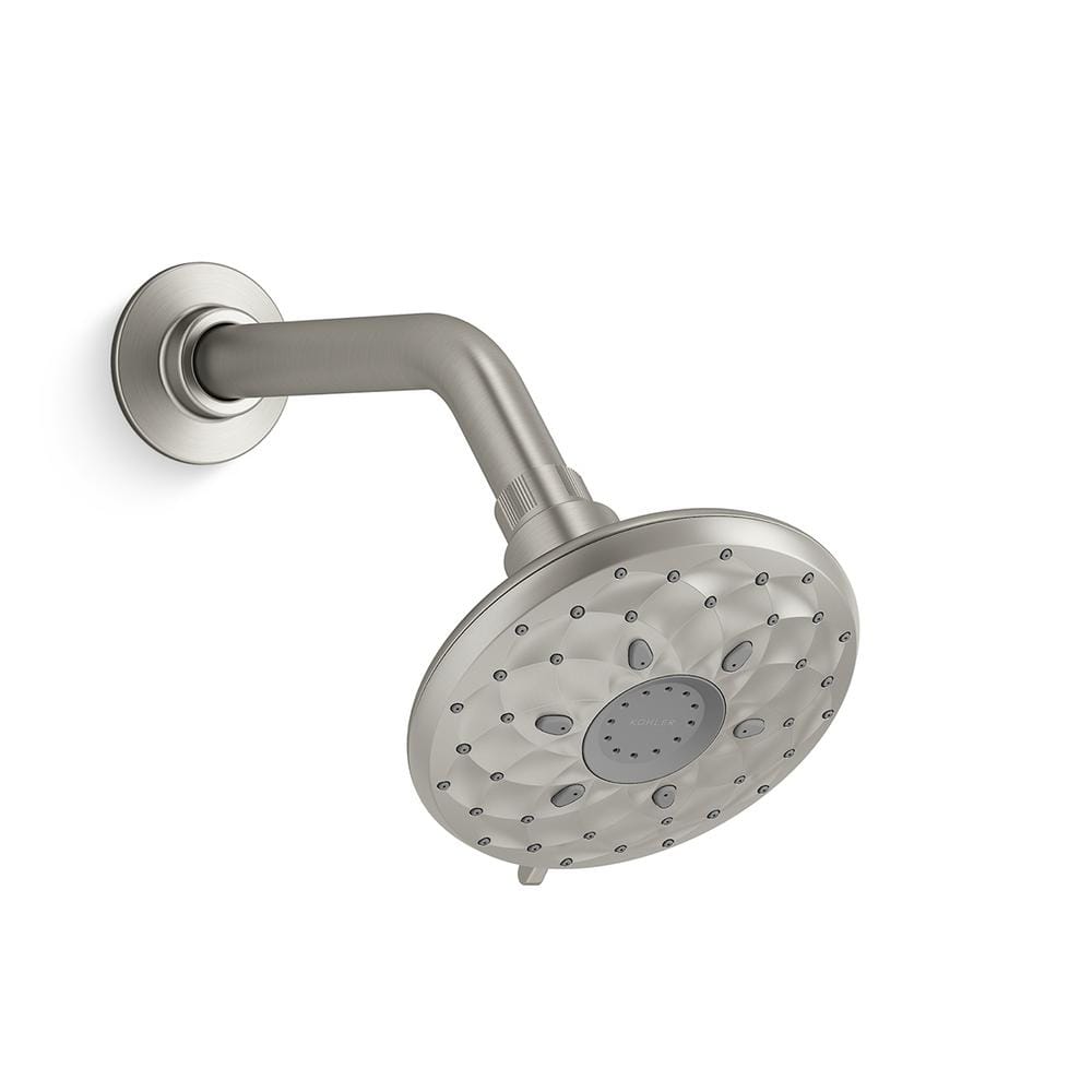 KOHLER Rosewood 6 Spray Patterns 4 9375 In Wall Mount Fixed Shower   Vibrant Brushed Nickel Kohler Fixed Shower Heads K Rec27217 G Bn 64 1000 