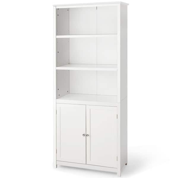 White Wood 5 Shelf Standard Bookcase, 5 Shelf Bookcase White