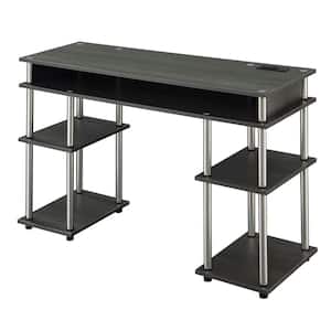 Designs2Go 47.25 in. W Charcoal Gray No Tools Student Desk with Charging Station