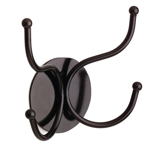 Buddy Products 7.25 in. W x 2.25 in. D x 7 in. H Steel 2 Hook Coat Rack on Round Plate Frame in Black