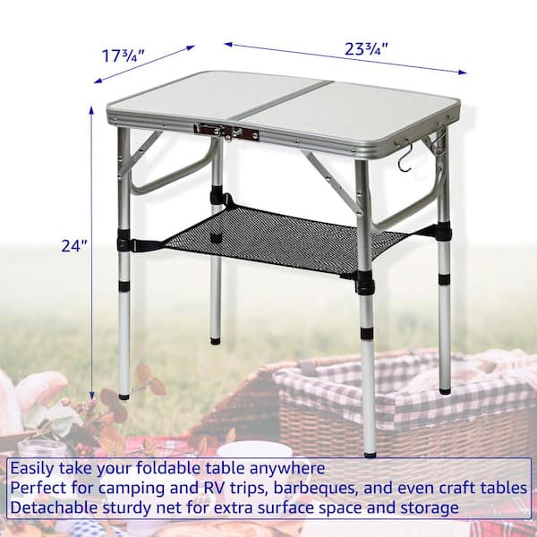 Small Folding Camp Table with Net Storage, Portable, Lightweight, Camping Folding Table, Portable Card Table