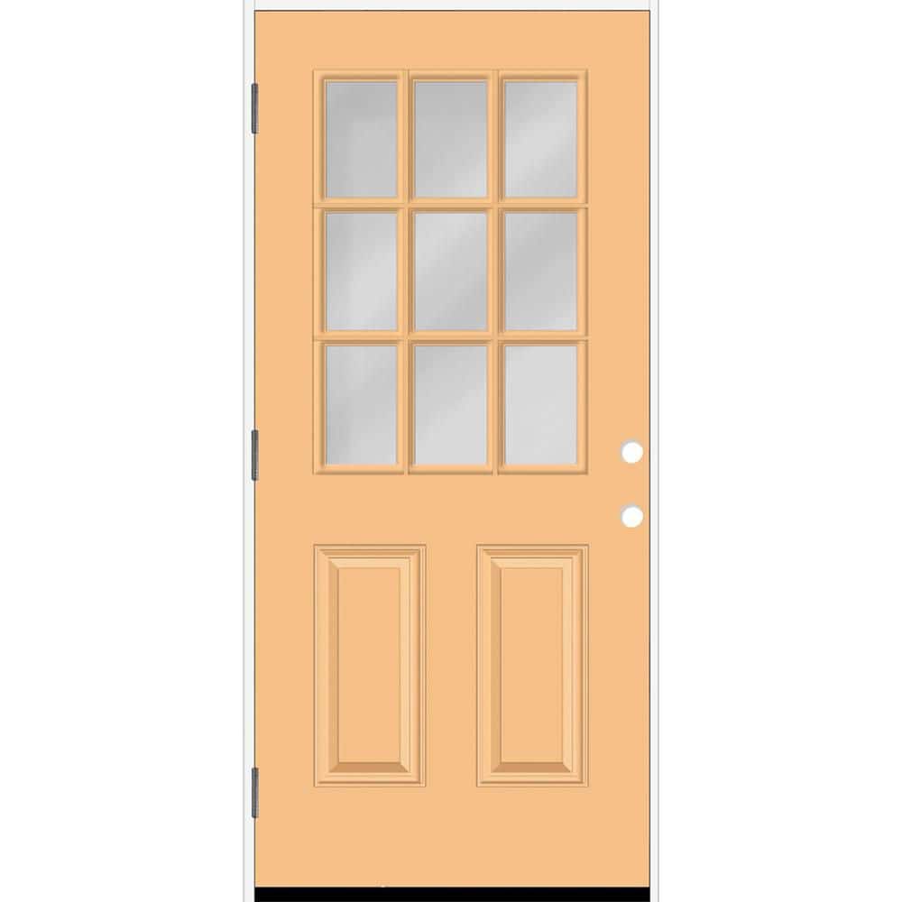 Reliant 32 in. x 80 in. 2P HalfLite 9L SDL Clear Glass RHOS Jackfruit Finish Fiberglass Prehung Front Door w/4-9/16 Jamb price history on PriceWatchPro