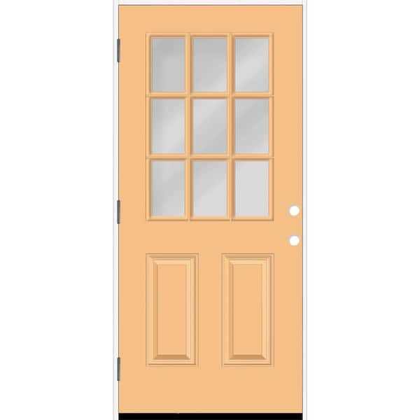 Reliant 32 in. x 80 in. 2P HalfLite 9L SDL Clear Glass RHOS Jackfruit Finish Fiberglass Prehung Front Door w/4-9/16 Jamb