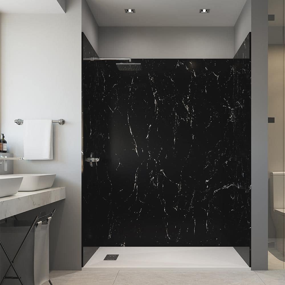 Dark empress 36 in. x 60 in. x 84 in. Solid Composite Stone Alcove Shower Kit with Walls and White Pan Base L/R Drain price history on PriceWatchPro