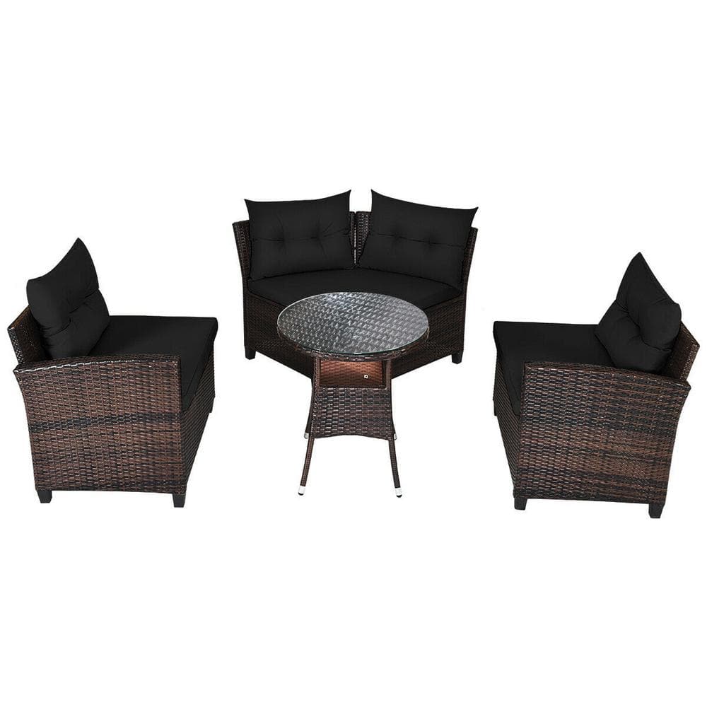 4-Piece Wicker Patio Conversation Set with Black Cushions price history on PriceWatchPro