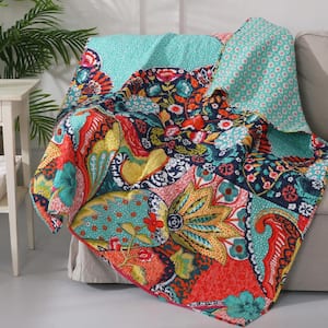 Jules Multi-Colored Quilted Cotton Throw Blanket
