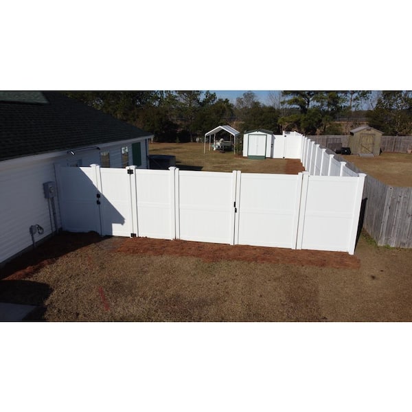 Weatherables Ashton 7.4 ft. W x 5 ft. H White Vinyl Privacy Fence Double Gate Kit