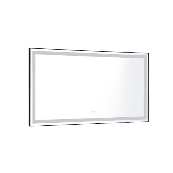 Unbranded 84 in. W x 36 in. H Large Rectangular Framed LED Lighted Wall Mounted Bathroom Vanity Mirror in Black