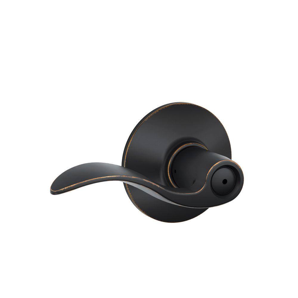 Satin Nickel Bed Bath Privacy Door Lever Push Button Lock Wave Style Handle
