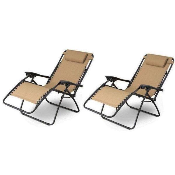 Winado Outdoor Black 2-Pieces Zero Gravity Steel Frame Textiliene Recliner  Lounge Chair in Khaki 722474677204 - The Home Depot