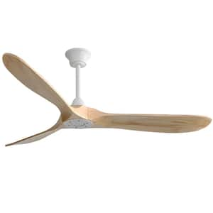 60 in. Indoor/Outdoor Modern Solid Wood White Ceiling Fan with Remote Control and DC Reversible Motor