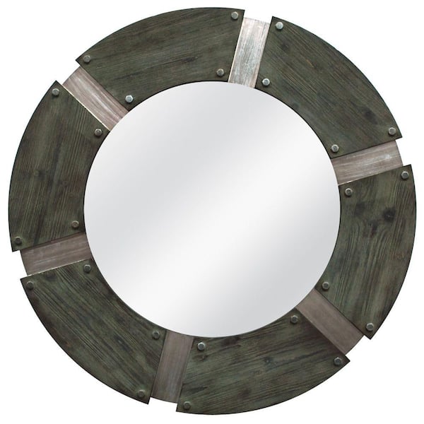 MCS 36 in. x 36 in. Rustic Industrial Round Framed Mirror-DISCONTINUED