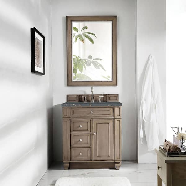James Martin Vanities Bristol 30.0 in. W x 23.5 in. D x 34.0 in. H Single Bathroom Vanity in Whitewashed Walnut with Parisien Bleu Quartz Top