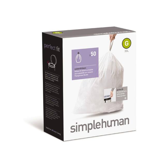 simplehuman Code G Custom Fit 30 l Trash Can Liner (50-Pack)