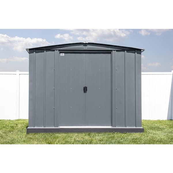 8 ft. x 7 ft. Grey Metal Storage Shed With Gable Style Roof 51 Sq. Ft.