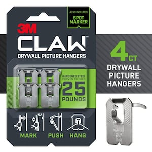 3M CLAW 25 lbs. Drywall Picture Hanger with Temporary Spot Marker (Pack of  4-Hangers and 4-Markers) 3PH25M-4ES - The Home Depot