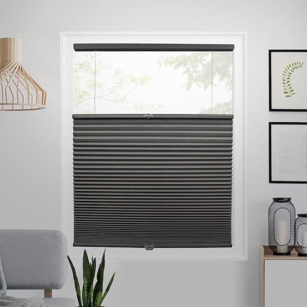 Chicology Cut-to-Size Dark Grey Top Down Bottom Up Blackout Polyester Cellular Shade 28 in. W x 48 in. L