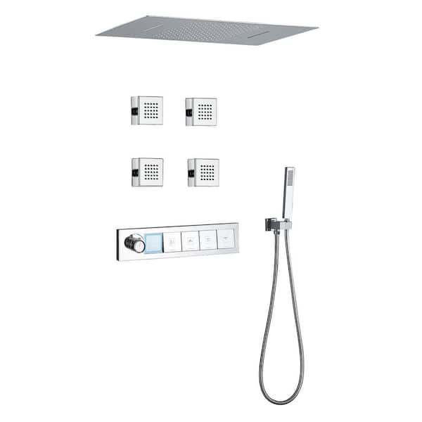 IHOMEadore 4-Spray Wall Mount 7.8 in. Fixed and Handheld Shower Head 1.6 GPM in Chrome