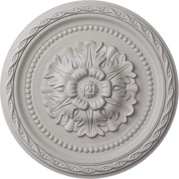 Ekena Millwork 1 in. x 11-1/2 in. x 11-1/2 in. Polyurethane Palmetto Ceiling Medallion, Ultra Pure White