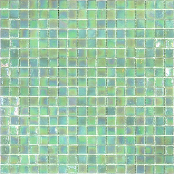Skosh Glossy Ultramarine Green 11.6 in. x 11.6 in. Glass Mosaic Wall and Floor Tile (18.69 sq. ft./case) (20-pack)