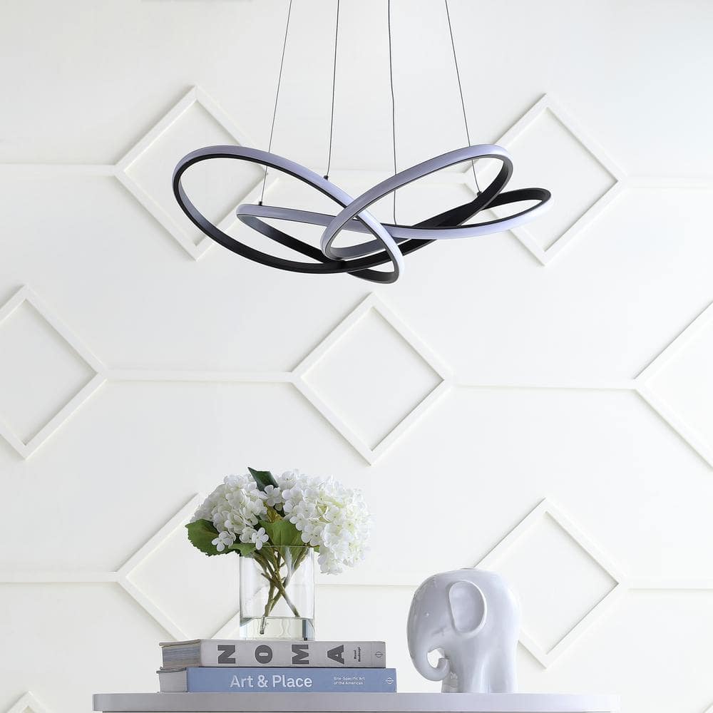 Alexia 25" Black Matte Metal LED Adjustable Geometric Pendant