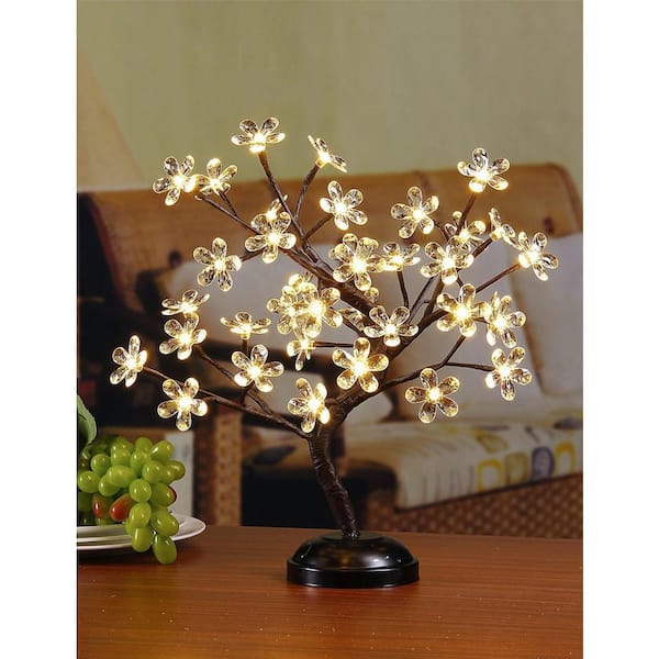 Lightshare 1.5 ft. 3-Watt Crystal Clear Flower Bonsai Artificial