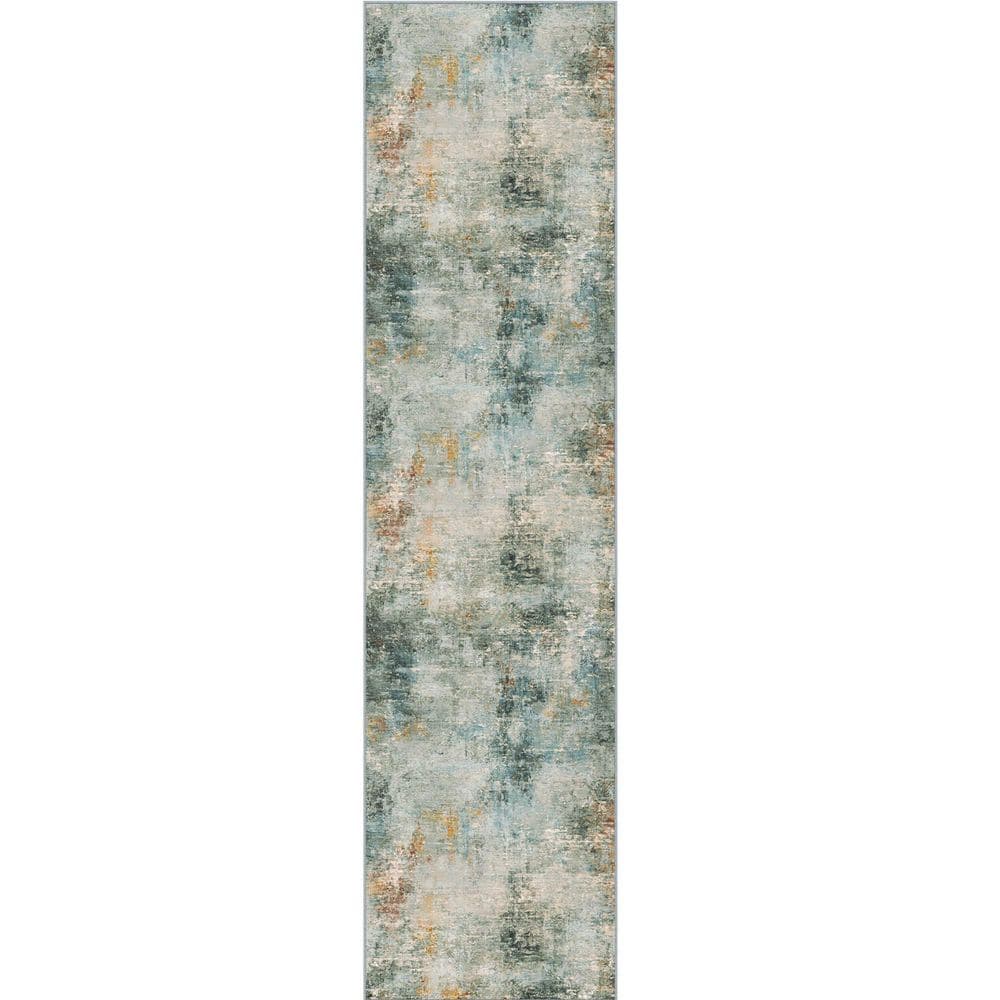 Cosmos Blue 2 ft. x 8 ft. Washable Modern Abstract Runner Rug price history on PriceWatchPro