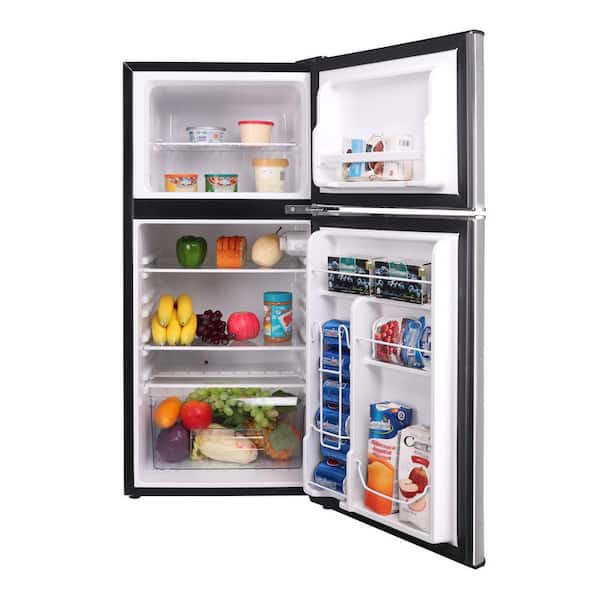 2 Door Apartment Size Retro Refrigerator with Top Freezer, Chrome Handles, 7.5  cu ft, red - AliExpress