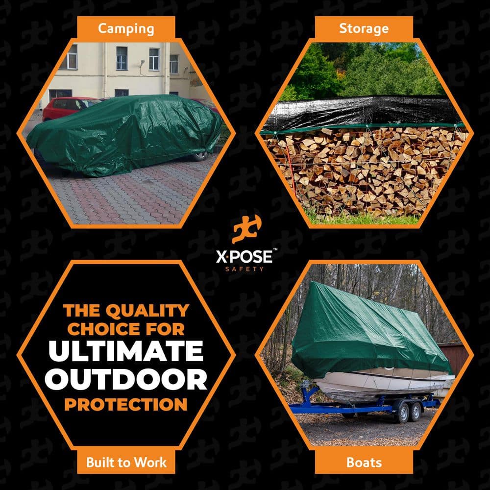 Heavy Duty Green and Black Poly Tarp 30' x 40' 10 Mil