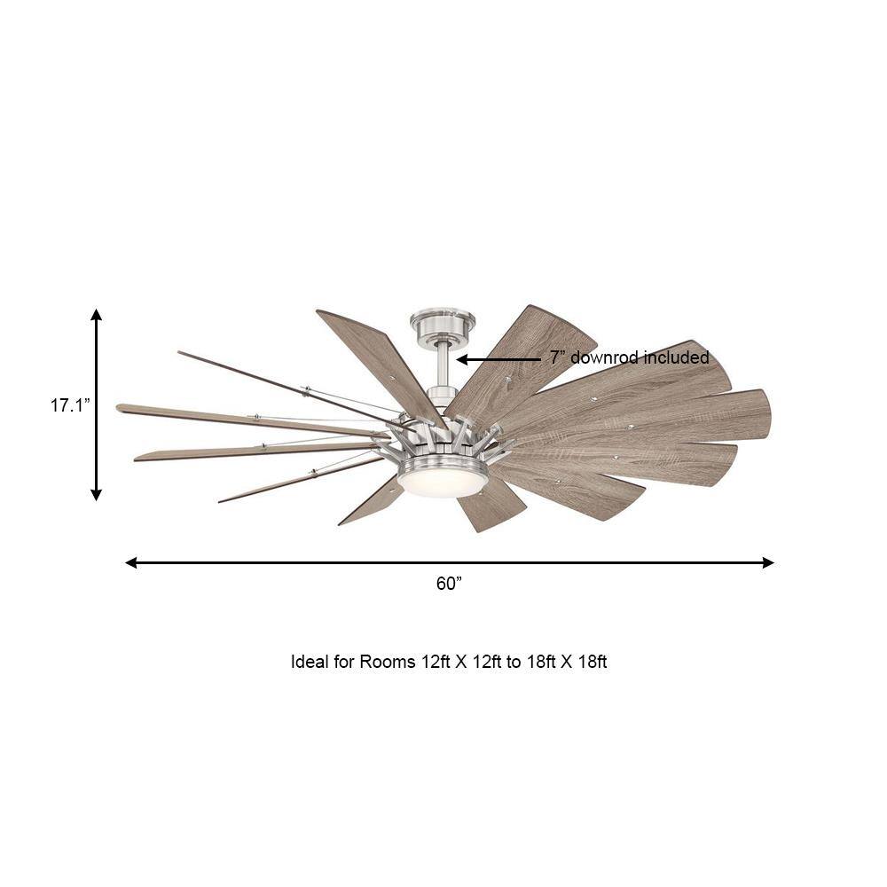 Buy Trudeau 60 in. LED Indoor Brushed Nickel Ceiling Fan with Light Kit