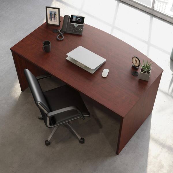 Affirm 59.055 in. Classic Cherry Computer Desk with Bow Front