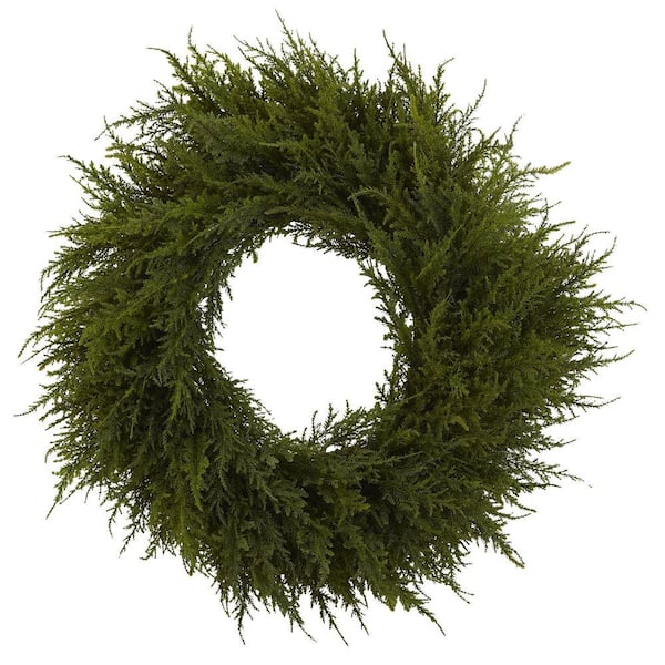 Nearly Natural 24 in. Artificial Cedar Wreath