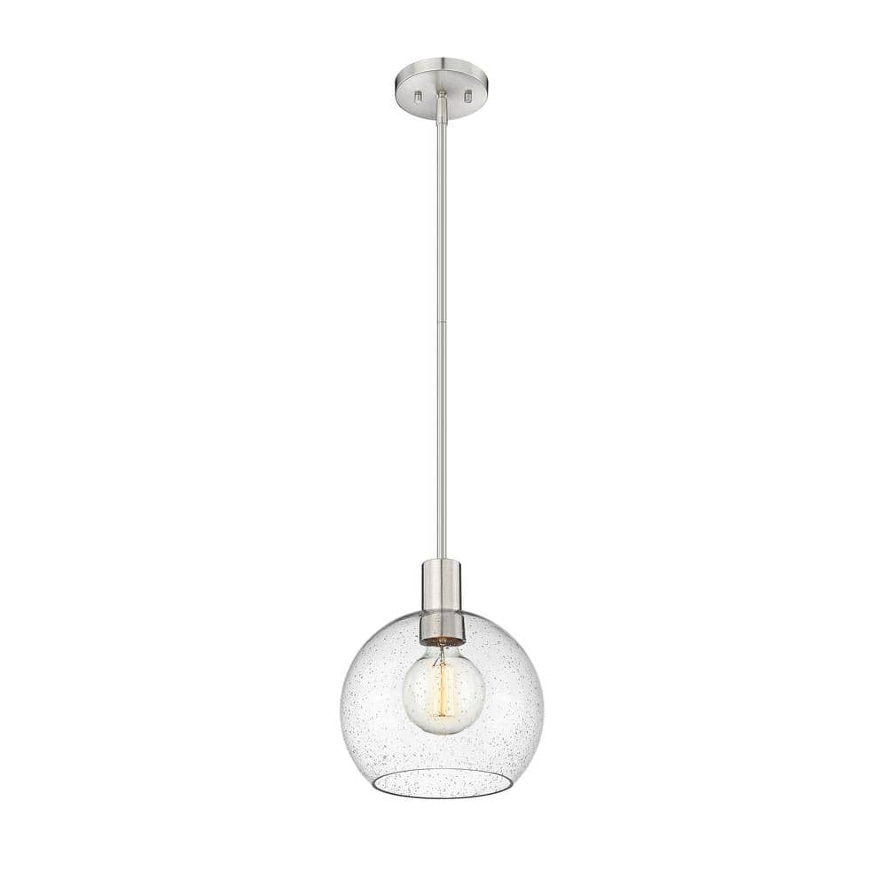 Mid-Century Modern Sleek Brushed Nickel Globe Pendant Light