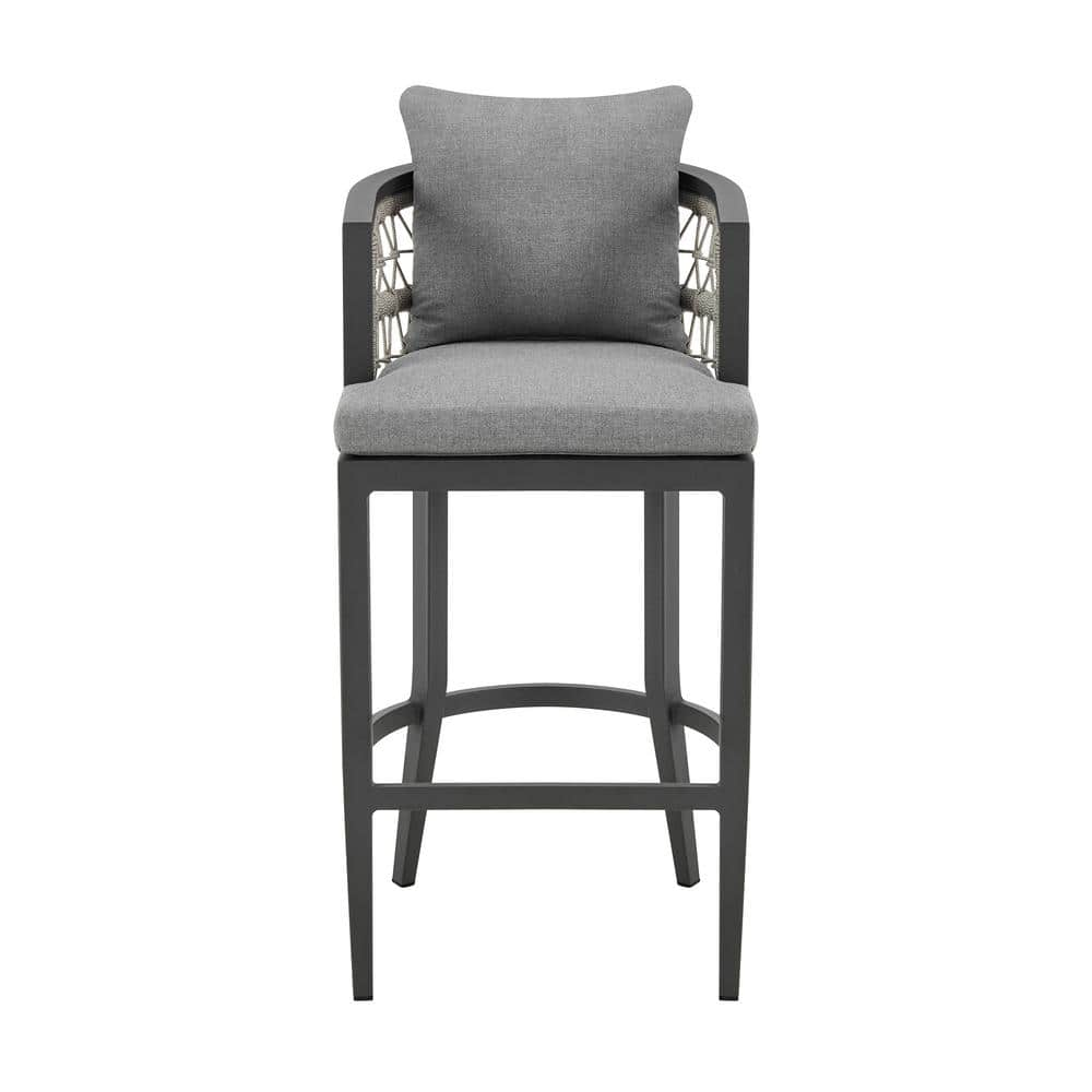 Armen Living Zella Counter Height Aluminum Outdoor Bar Stool with Earl ...