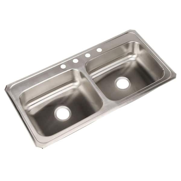 Elkay Celebrity Drop-In Stainless Steel 43 in. 4-Hole Double Bowl Kitchen Sink
