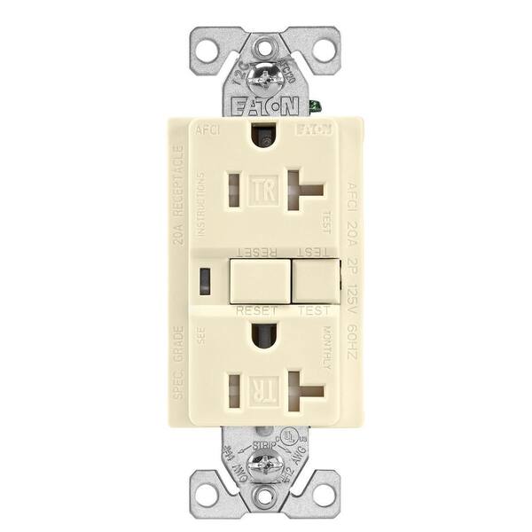 Eaton 20 Amp 125-Volt Tamper Resistant AFCI Duplex Receptacle, Almond