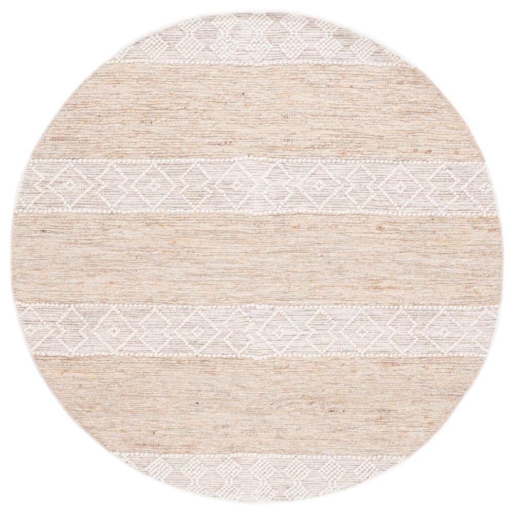 Natura 6 ft. x 6 ft. Ivory/Beige Striped Geometric High-Low Round Area Rug price history on PriceWatchPro