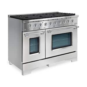 CLASSICO 48 in. 8 Burner Freestanding Double Oven Gas Range with Gas Stove and Gas Oven in Stainless Steel