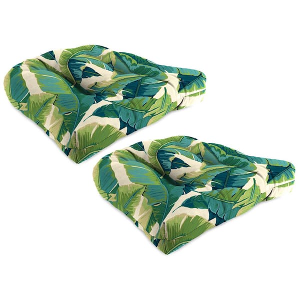 Jordan Manufacturing 18 in. L x 18 in. W x 4 in. T Tufted Outdoor Wicker Seat Cushion in Balmoral Opal (2-Pack)