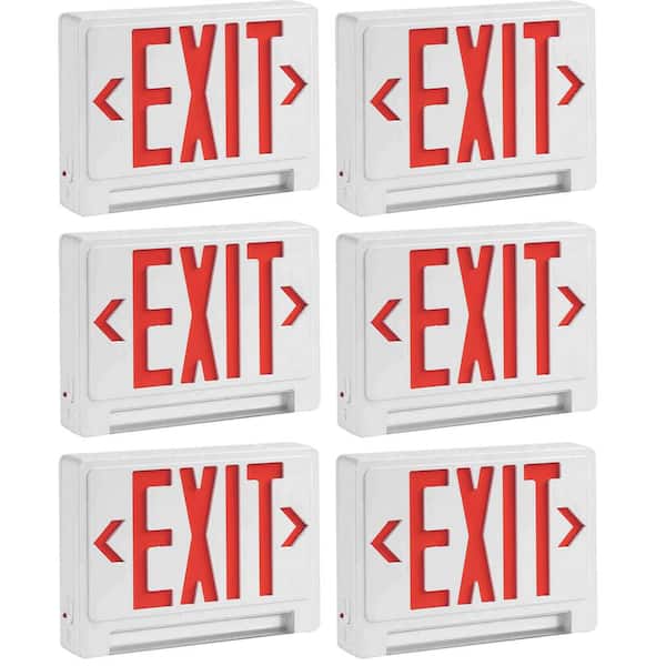 CIATA Ultra Bright Energy-Efficient Lighted Exit Signs Integrated LED, Battery Backup, Indoor Sign, Light Combo (6-Pack)