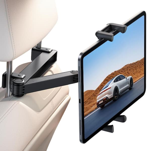 Car Headrest Tablet Holder Lockable Thick Case Friendly Foldable Clip Car Backseat Mount for 4.7-13 Tablets