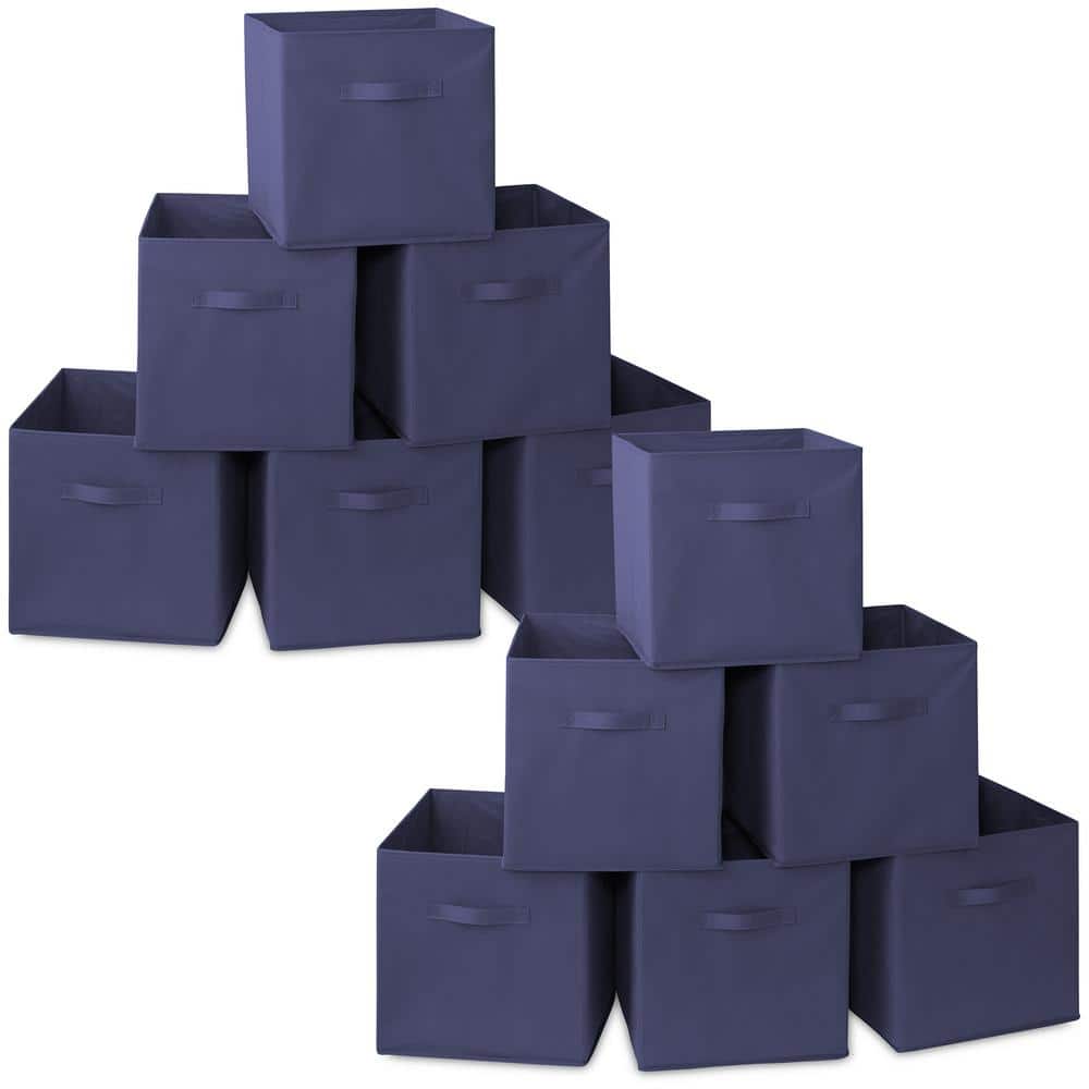 Casafield Navy Blue 13 in. x 13 in. Fabric Collapsible Cubes