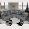Ellesophas 109 in. 7 Pieces Modular Modern Contemporary Faux Leather Manual Recliner Sectional Sofa in. Gray HD-5121-03B2