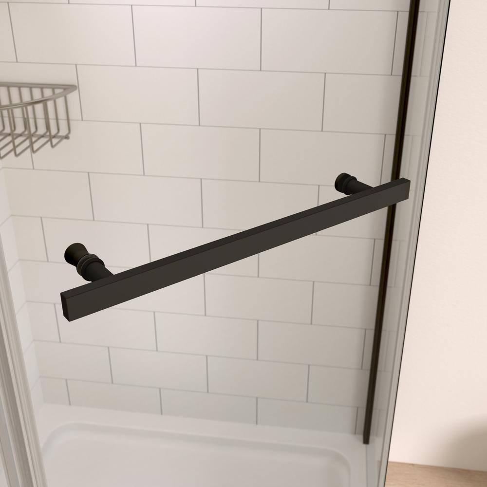 Matte Black Neo-Angle Frameless Pivot Shower Door with Clear Glass